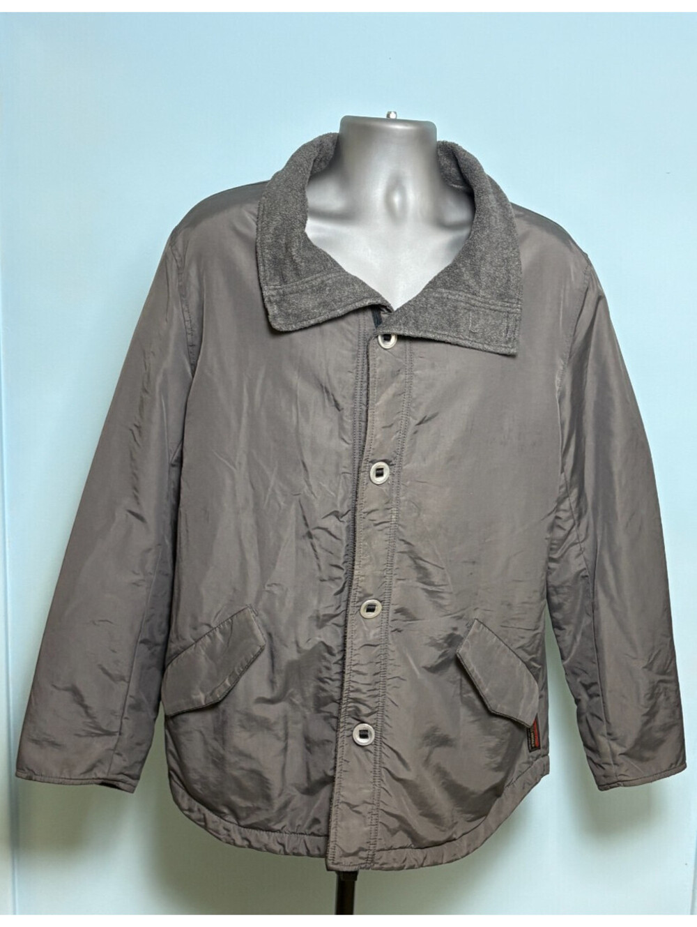 Vintage TOUGH Jeans Inc Jacket Mens L Gray Techwear Y2K Utility Military Coat
